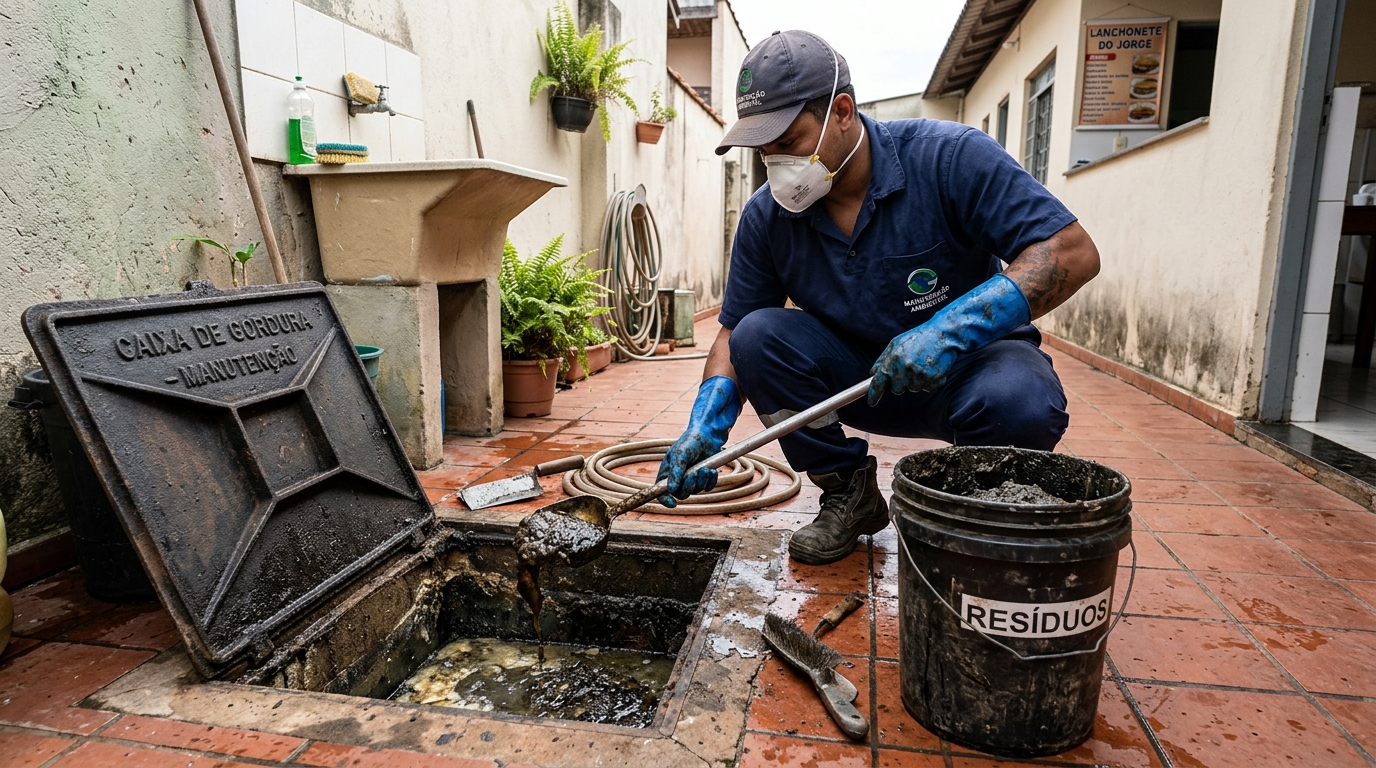 Remoção de resíduos da caixa de gordura em Santa Cruz do Sul‑RS